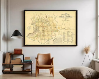 Vintage Caracas Venezuela Map Print | 1889 Wall Art