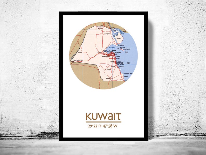 KUWAIT City Poster City Map Poster Print Vintage Poster Etsy