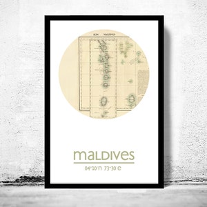 MALDIVES City Map Poster Print, Travel Prints, Housewarming gift, gifts for him, Living room wall art decor, City Poster Wall Art