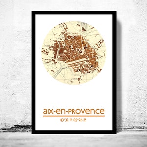 AIX-EN-PROVENCE Stadt Karte Poster Druck, Einzugsgeschenk, Geschenke für Ihn, Wohnzimmer Wand Kunst, City Poster Wand Kunst