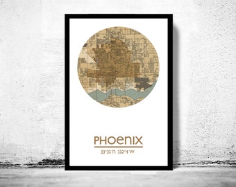 PHOENIX City Map Poster Print, Travel Prints, Housewarming gift, New Home gift, Living room wall art decor, City Poster Wall Art