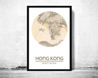 HONG KONG City Map Poster Print, Travel Prints, Housewarming gift, New Home gift, Living room wall art decor, City Poster Wall Art