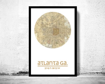 ATLANTA City Map Poster Print, Travel Prints, Housewarming gift, New Home gift, Living room wall art decor, City Poster Wall Art