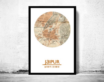 JAIPUR City Map Poster Print, Travel Prints, Housewarming gift, New Home gift, Living room wall art decor, City Poster Wall Art