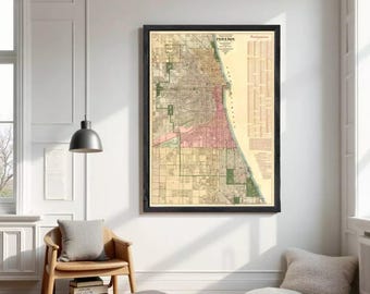 Chicago Map Print | 1886 Vintage Wall Art