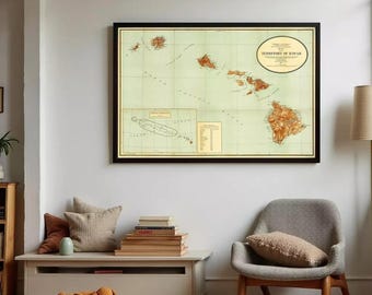額装品　古地図　1670年頃　J.オーギルビー　「カーボべルデ諸島」海図 ハワイ諸島の歴史的海図 - 1948年 - 海図プリント - Etsy 日本