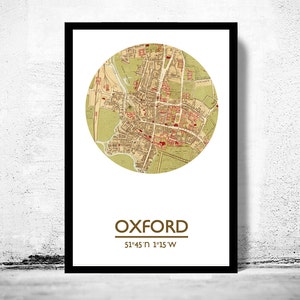 OXFORD - city poster  - city map poster print  | Vintage Poster Wall Art Print |