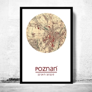 POZNAN City Map Poster Print, Travel Prints, Housewarming gift, New Home gift, Living room wall art decor, City Poster Wall Art image 1