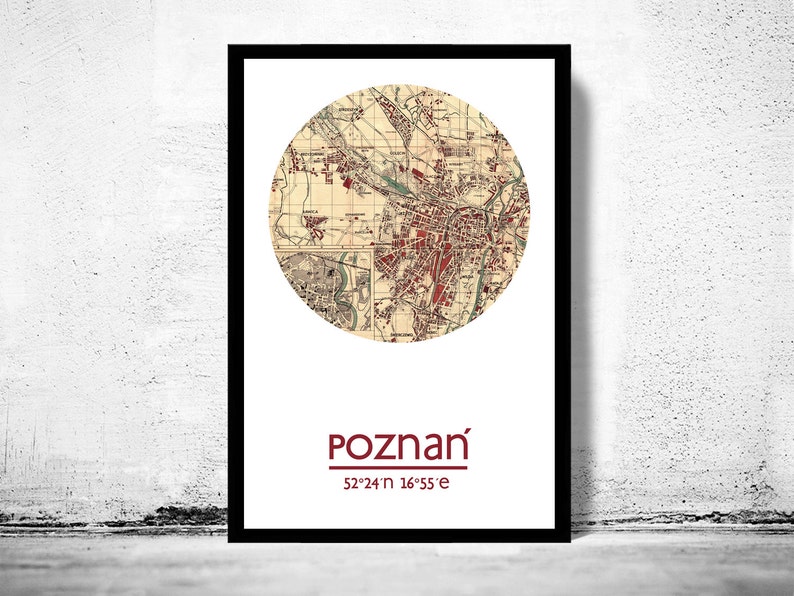 POZNAN City Map Poster Print, Travel Prints, Housewarming gift, New Home gift, Living room wall art decor, City Poster Wall Art image 1