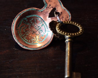 Love Spoon Handmade Copper Verdigris Art Etched