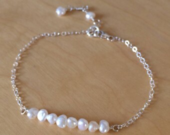 Tiny Baroque Freshwater pearl bracelet Sterling Silver or 18K Gold Fill real pearl bracelet seed pearl bracelet small pearl bridal jewelry