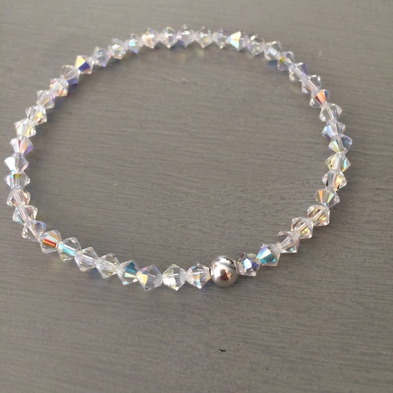 CRYSTAL BEAD BRACELET 4 MM SPARKLED PINE CRYSTAL BEAD BRACELET 4 MM SPARKLED PINE