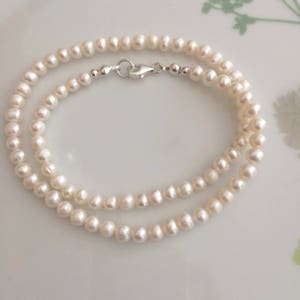 Small Freshwater pearl necklace choker Sterling Silver or Gold Fill  5mm AA real pearl bridal necklace wedding bridal jewellery gift boxed