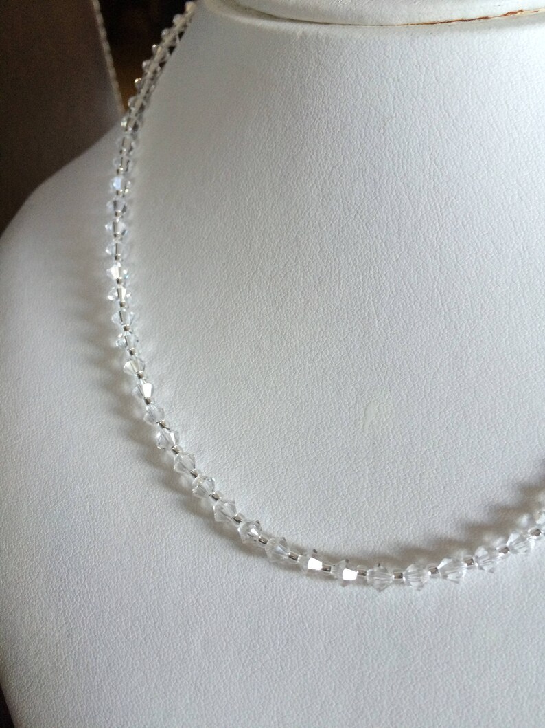 AB SWAROVSKI crystal choker necklace back drop Sterling Silver Etsy