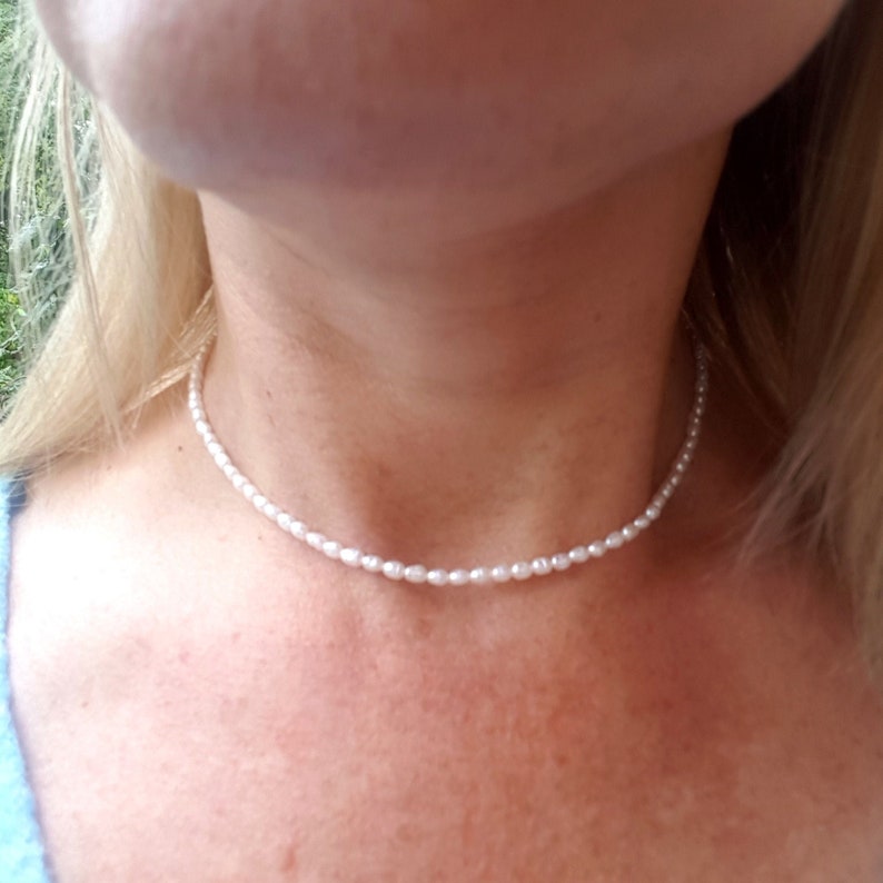Tiny Freshwater Pearl Choker Necklace Simple Pearl Bridal Etsy