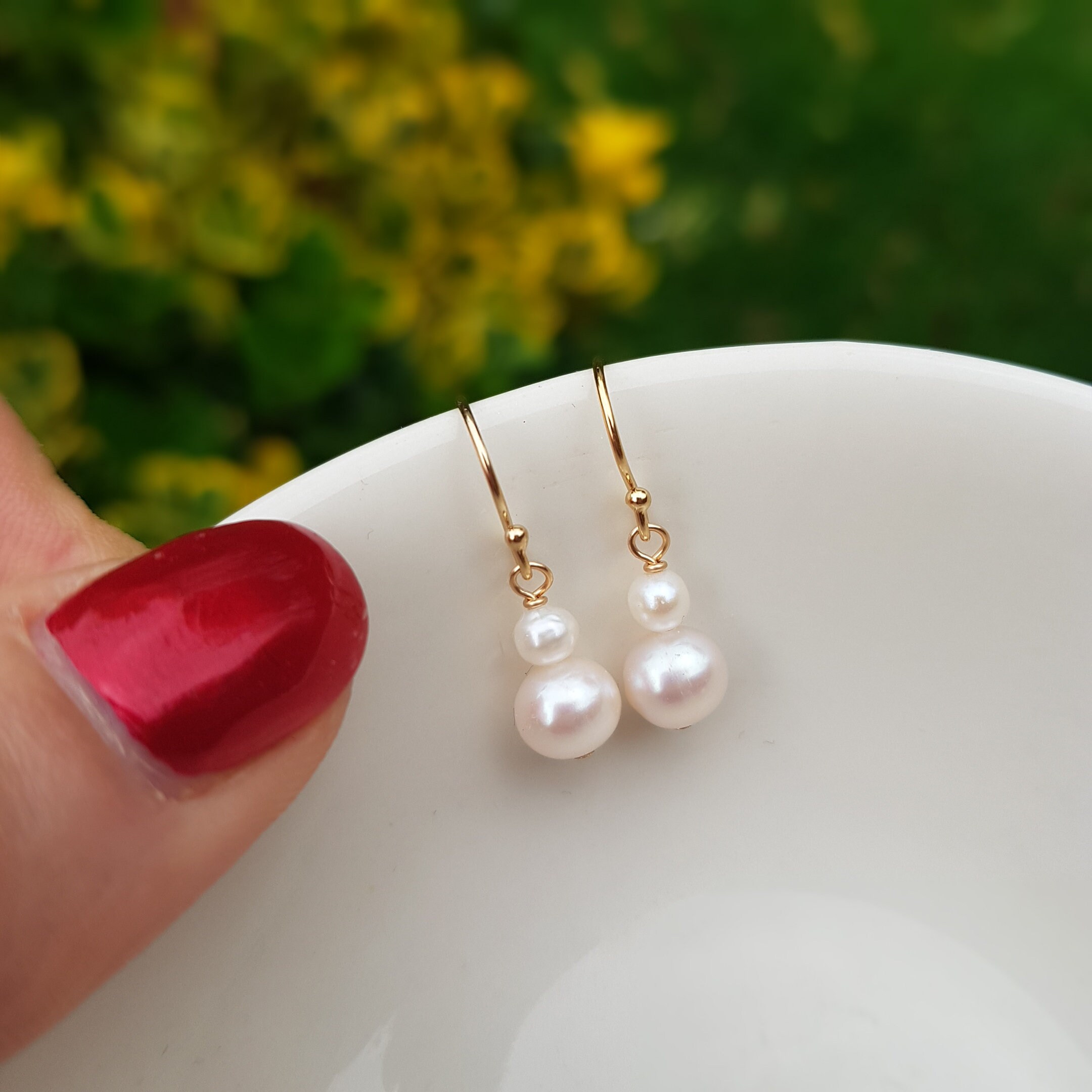 Gold freshwater pearl earrings best sale