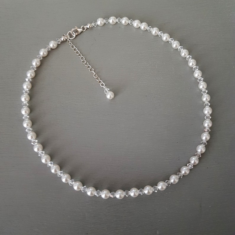 SWAROVSKI choker necklace Sterling Silver AB crystal and pearl Etsy