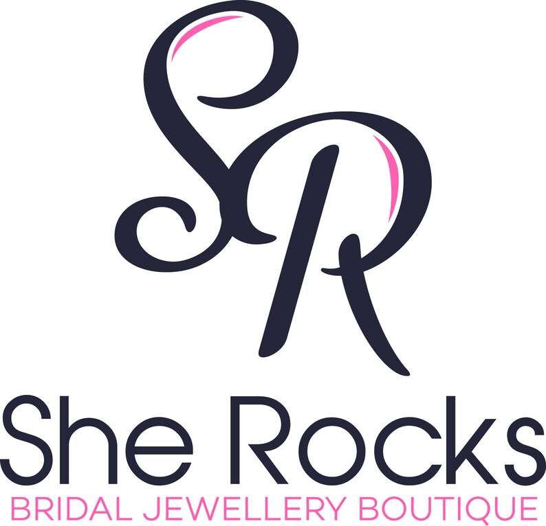 May include: Logo for She Rocks Bridal Jewellery Boutique, featuring a stylized black and pink "SR" monogram.