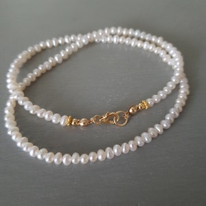 Tiny Freshwater Pearl Choker Necklace Sterling Silver Gold Fil - Etsy