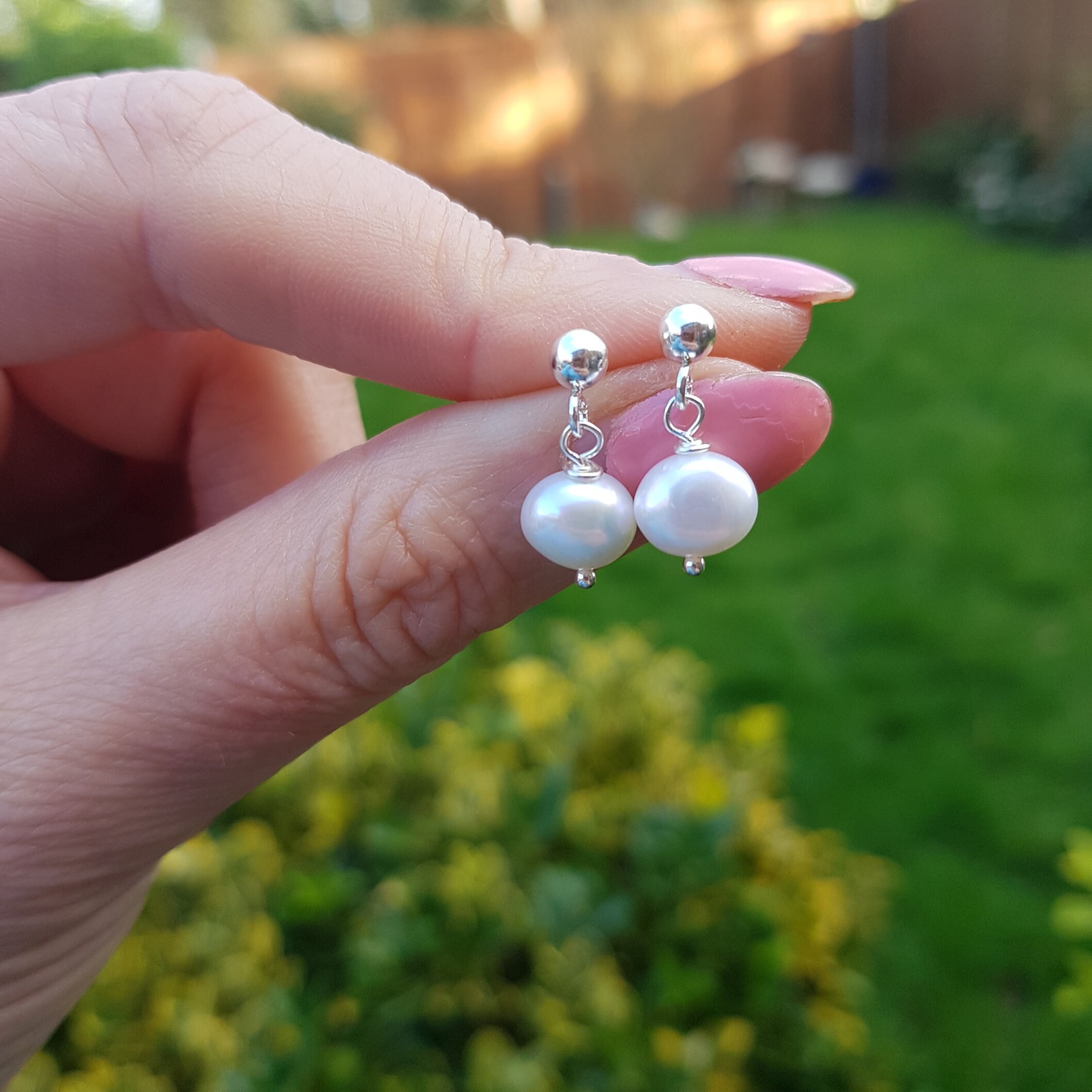 Small silver pearl sale earrings