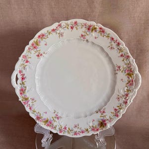 German Porcelain Serving Plate: Scalloped Embossed Floral Design