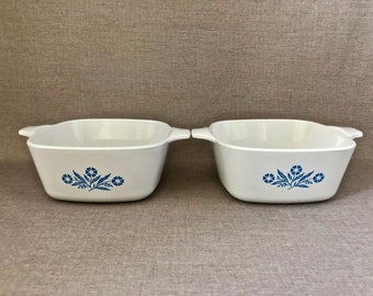 Vintage Corning Ware P-43B Casserole Pans – Blue Cornflower, Small Square Set