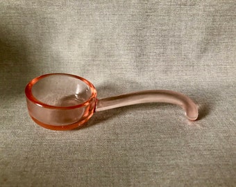 Pink Depression GLASS LADLE or Sauce & Gravy Server Spoon, 5 in long 1 ounce Scooper Vintage Collectible Fostoria Stocking Stuffer