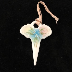 Decorative Hand Painted CHINA KEY, Floral Forget Me Nots, 2 Sided China Key, China Accent Piece, Gift for Her, China Collectible