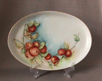 HAND PAINTED CHINA 13" Serving Platter and 10" Plate Holiday German China Made in Germany Service or Display Pieces Excellent Gifts for Her