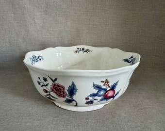 WEDGWOOD Queen's Ware 8 1/4" ROUND Salad Serving BOWL Williamsburg Potpourri England Made Floral Earthenware Couples Gift For the Home