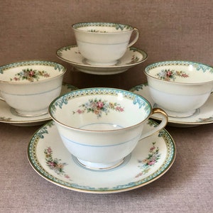 Noritake Avon China Tea Cup & Saucer Set: 1930s Floral Porcelain
