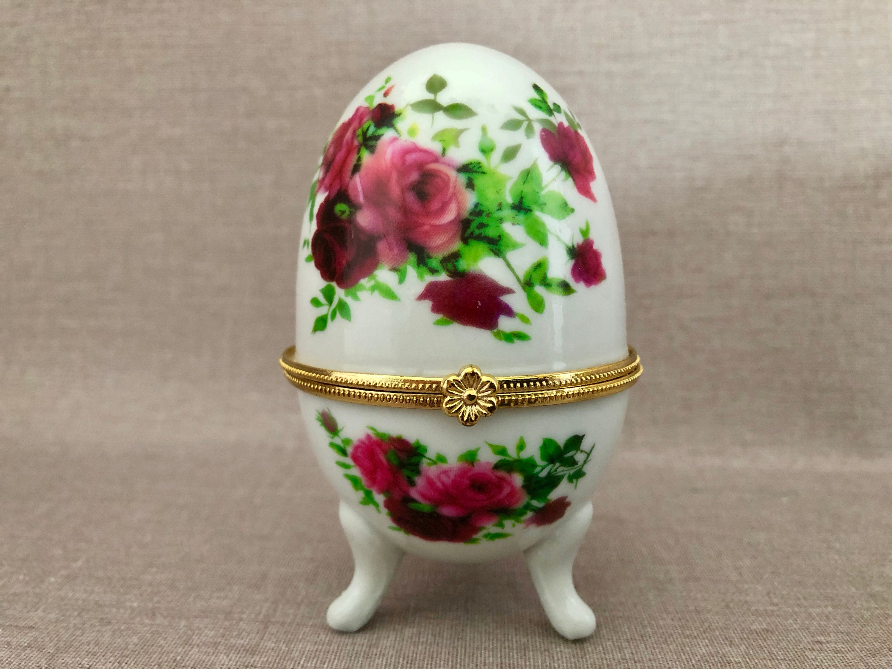 Egg TRINKET BOXES Hinged China Porcelain Eggs Footed China Etsy