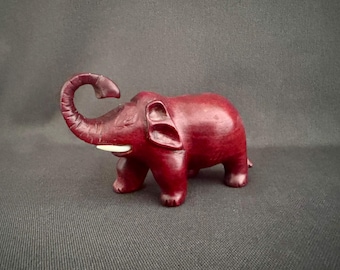 Carved Wooden Elephant Figurine - Small Collectible Animal Decor