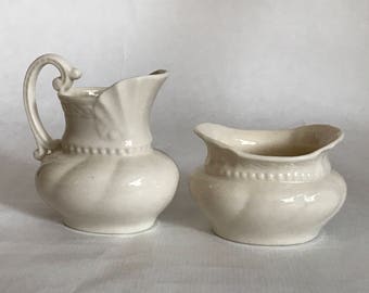 LENOX CREAMER and Open Sugar Pair Embossed Colonial Collection Lenox Giftware Shell Collection made in USA Cream Pitcher Sugar Bowl Gift