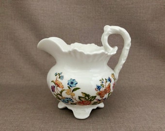 AYNSLEY Cottage Garden Vine Shape CREAMER Footed English Bone China Cream Pitcher Gift for Her Serving Piece Tea Accessory Made in England