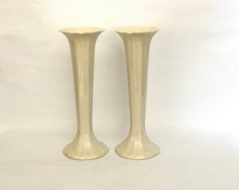 Pair LENOX China VASES Vintage Tall Thin Tapered Ivory Vases made in USA Lenox Special Vases Gift for Her Buy One or Two Mantle Sideboard