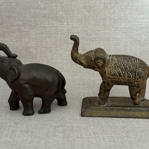 Vintage Metal Elephant Figurines: Brass & Bronze Color Safari Decor