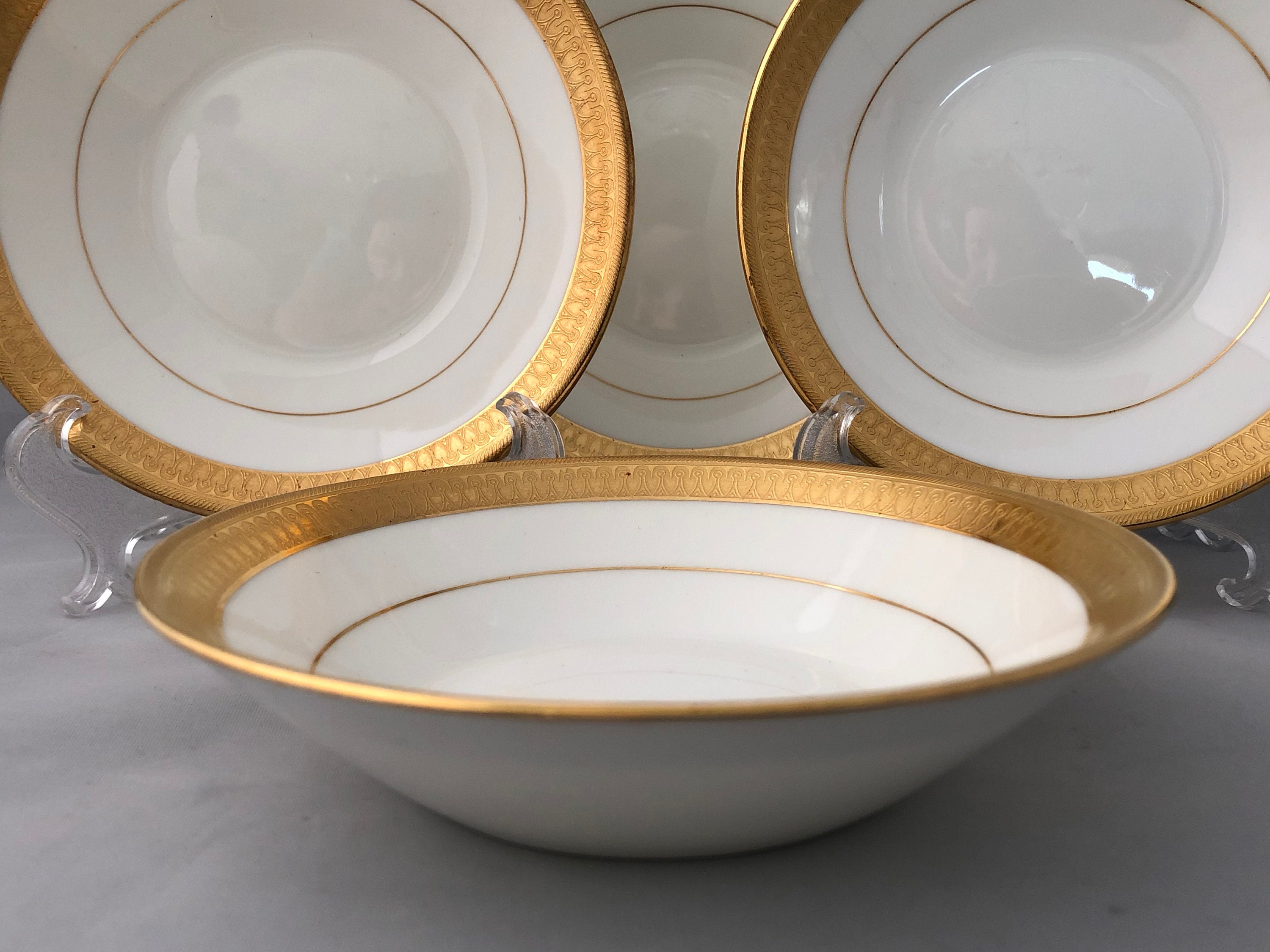 ANTIQUE Minton's China FRUIT BOWL Rare Fine Gold Encrusted ANTIQUE Minton's China FRUIT BOWL Rare Fine Gold Encrusted