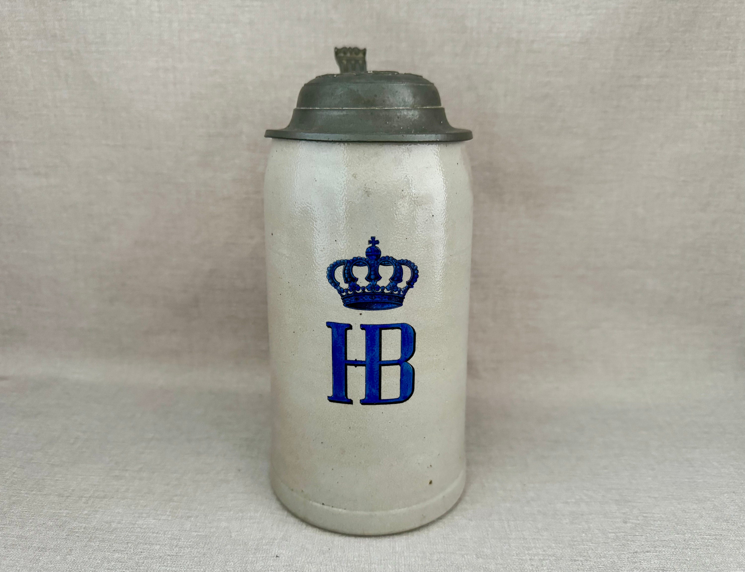 Antique 1 Liter GERMAN STEIN KGL Hofbrauhaus Munchen Salt Glazed 