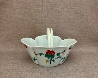 Haviland Limoges China Basket Bowl: Mid-Century Floral Dresser Dish