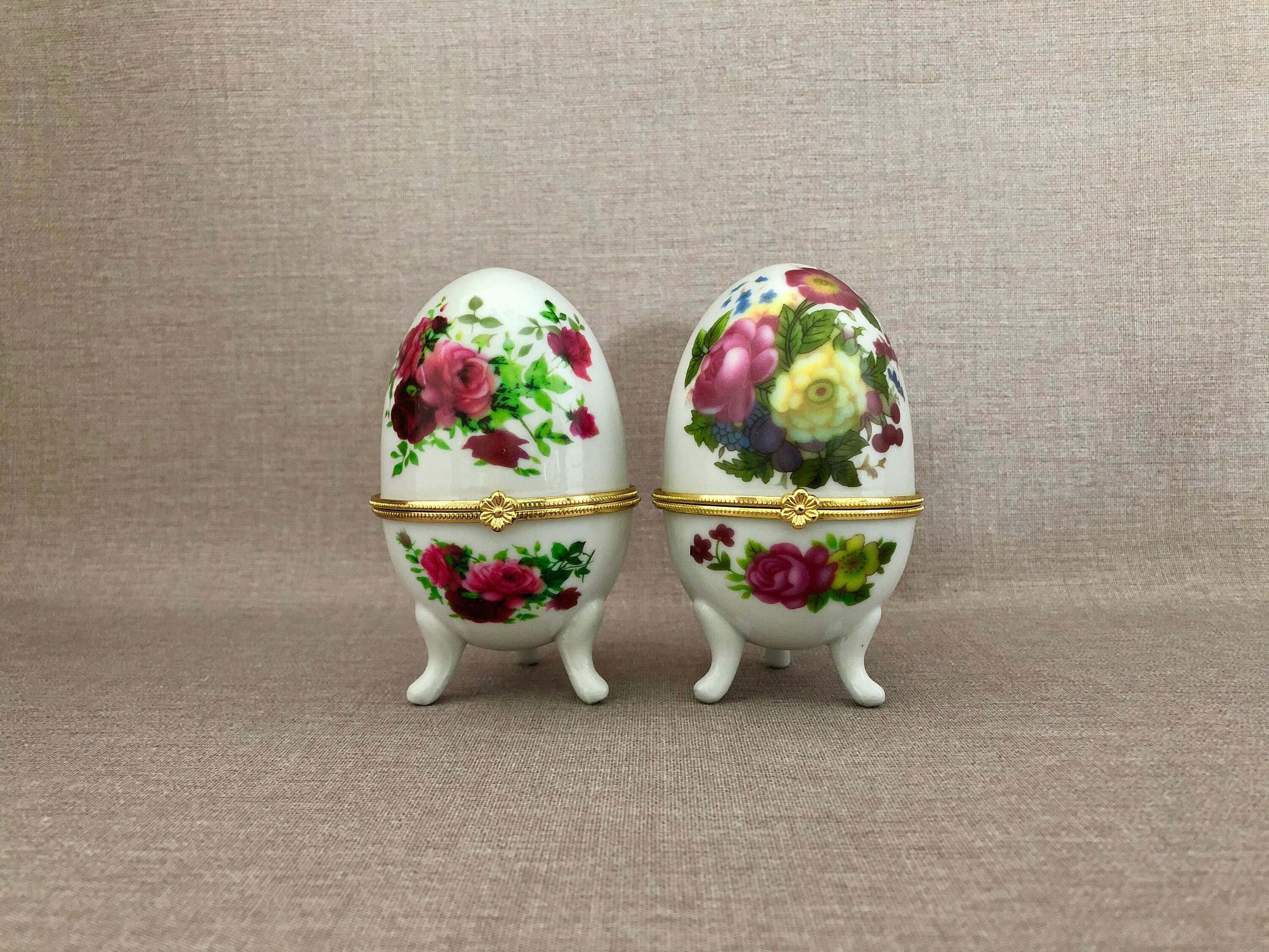 Egg TRINKET BOXES Hinged China Porcelain Eggs Footed China Etsy
