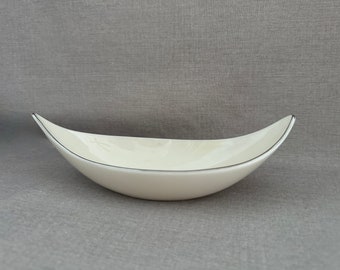 LENOX Gondola BOWL Bone China w Platinum (Silver) Rim Dish Olympia Ivory Made in USA for Nuts Candy or Relish Serving Gift for the Home