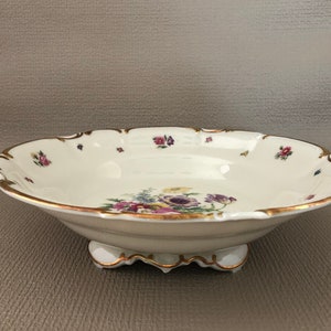 Hutschenreuther Selb China Bowl: 1940s US Zone German Floral Serving Bowl