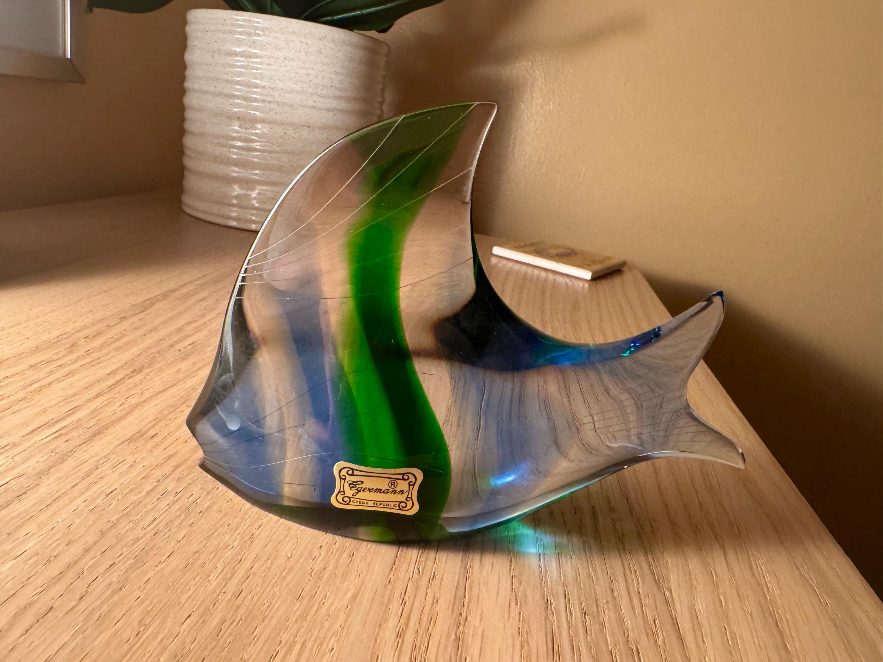 チェコスロバキア EXBOR 魚 インテリア★置物 ガラス製 全長33cm Exbor Glass Fish - Etsy