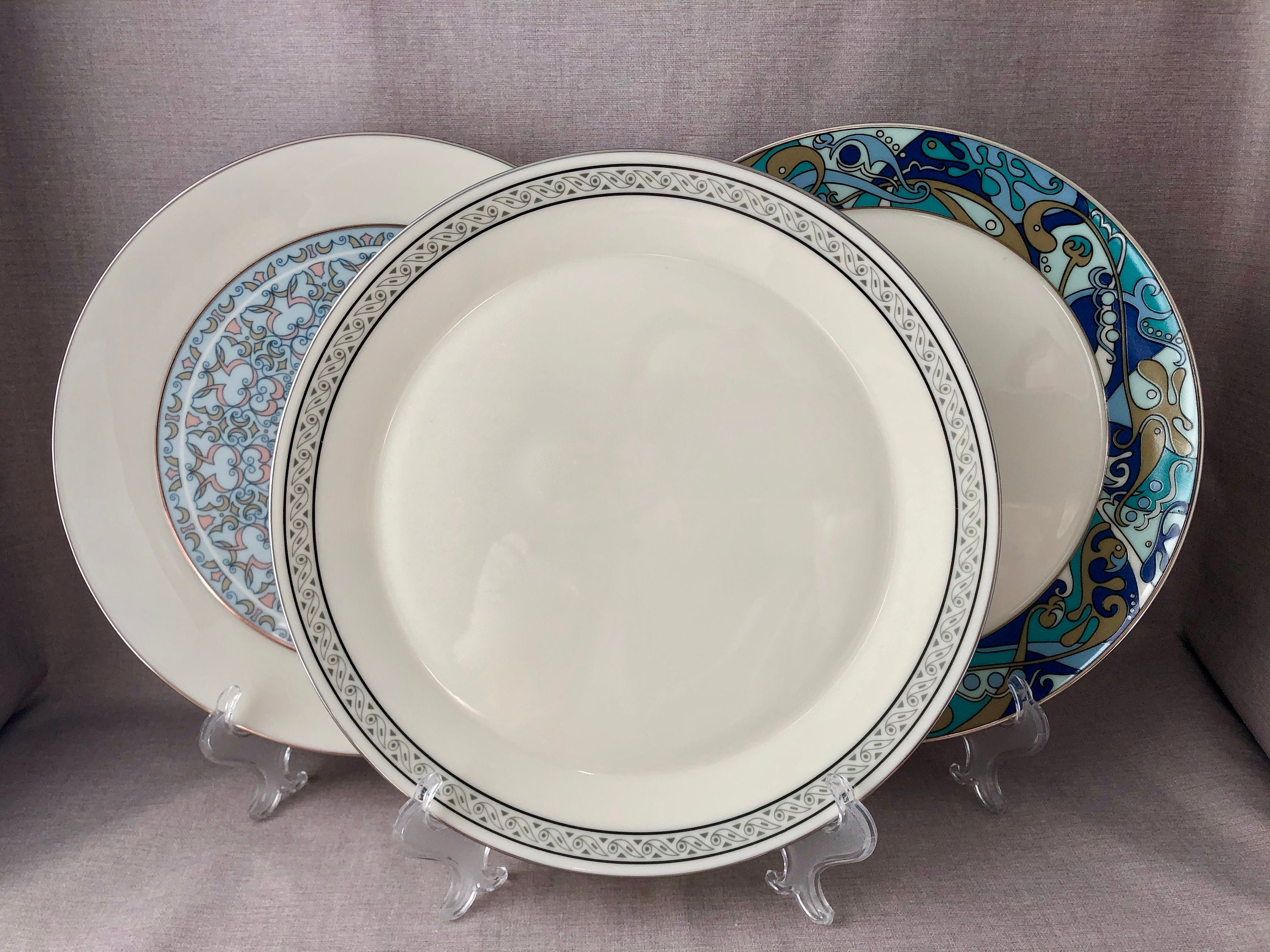 SET Of 3 Lenox Bone China Made In USA Rimmed DINNER Plates Etsy