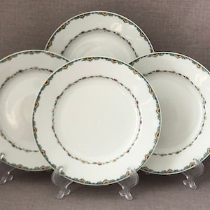 Set of 4 Haviland Limoges Rimmed Bread & Butter PLATES CF Field GDA Antique French Porcelain China Made in France Collectors or Couples Gift