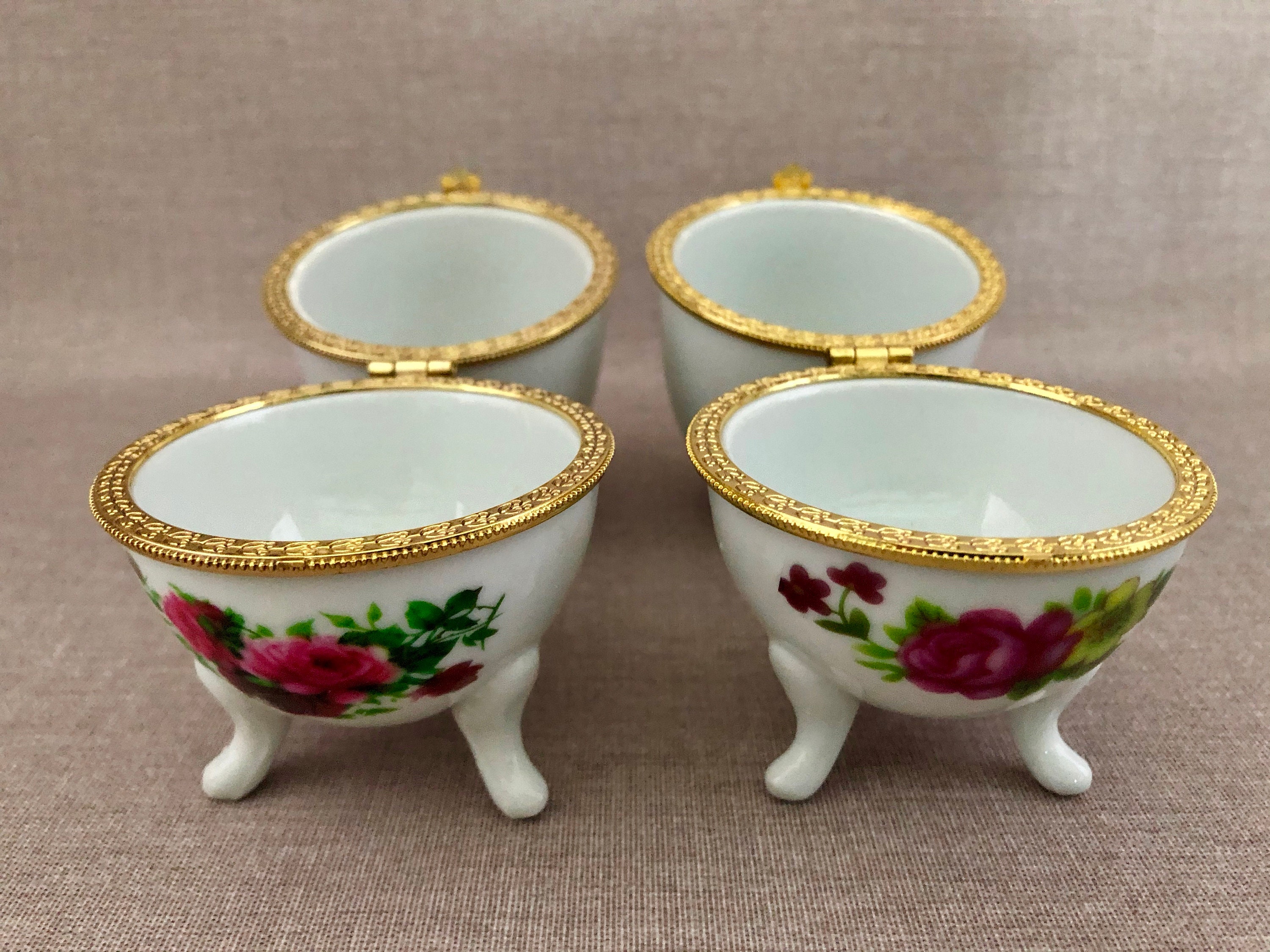 Egg TRINKET BOXES Hinged China Porcelain Eggs Footed China Etsy