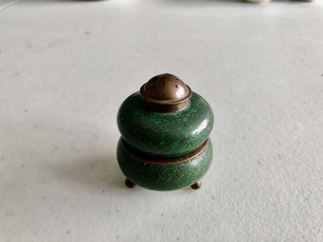 Tiny CLOISONNE Stacking SALT and PEPPER Chinese Collectible Etsy