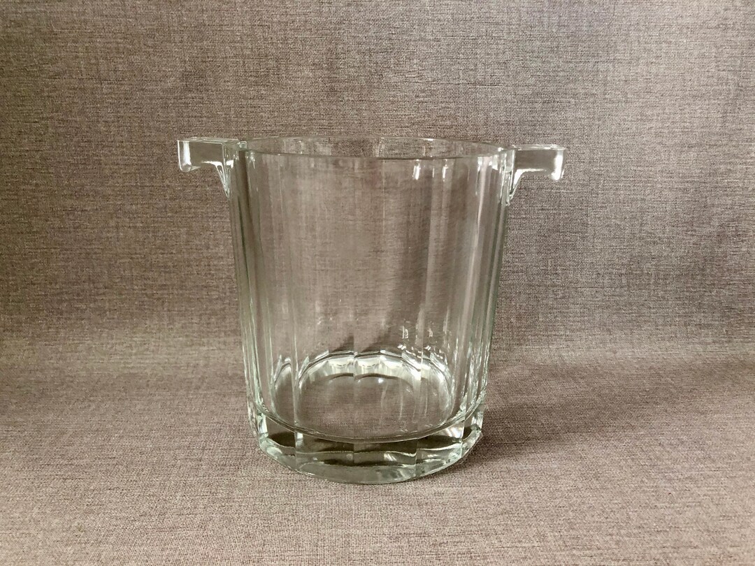 Optic Glass Ice Bucket: Double Handle Wine Chiller, Barware - Etsy
