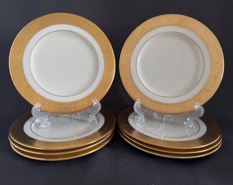 Set of 4 Westchester Lenox Bone China Bread & Butter Plates, 6.375 Inch, 24K Gold Trim, Made in USA